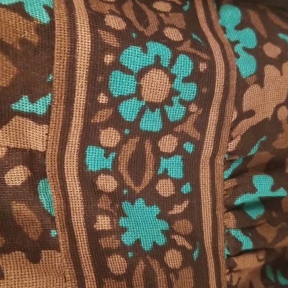 💕TRINA TURK💕 V-Neck Dress 8 Brown Aqua Abstract Floral Print - Picture 7 of 9